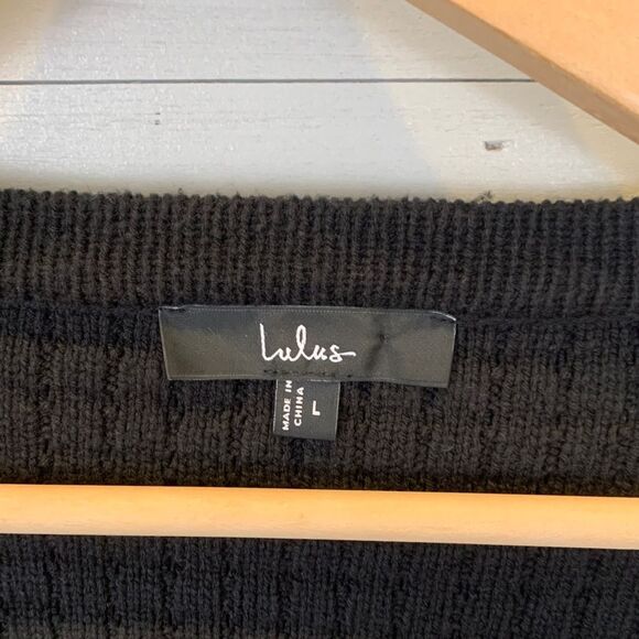 Lulus Black Cardigan with Gold Buttons slouchy and cozy heavyweight size large - Picture 3 of 9